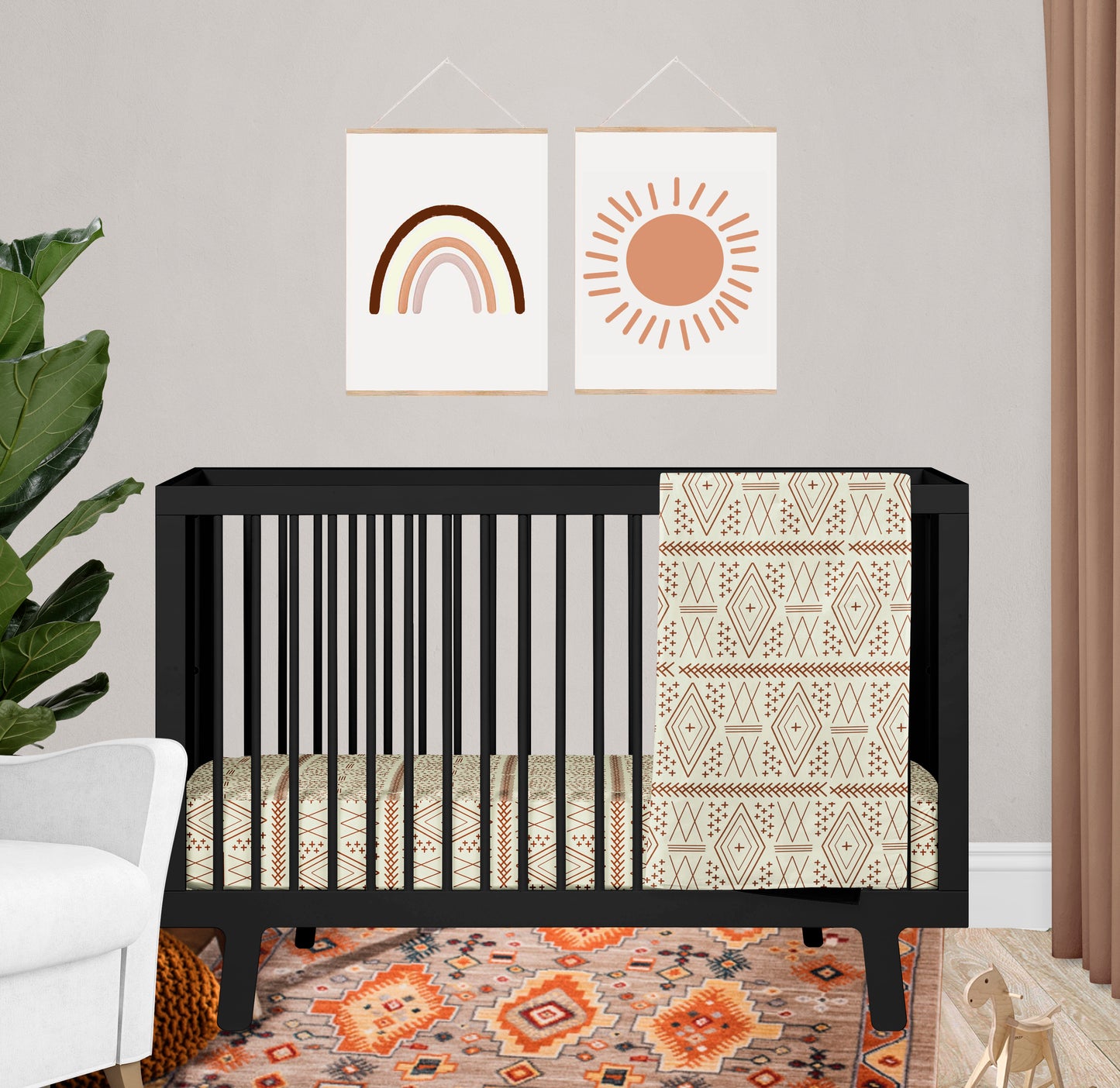 Rust Mudcloth Nursery Set