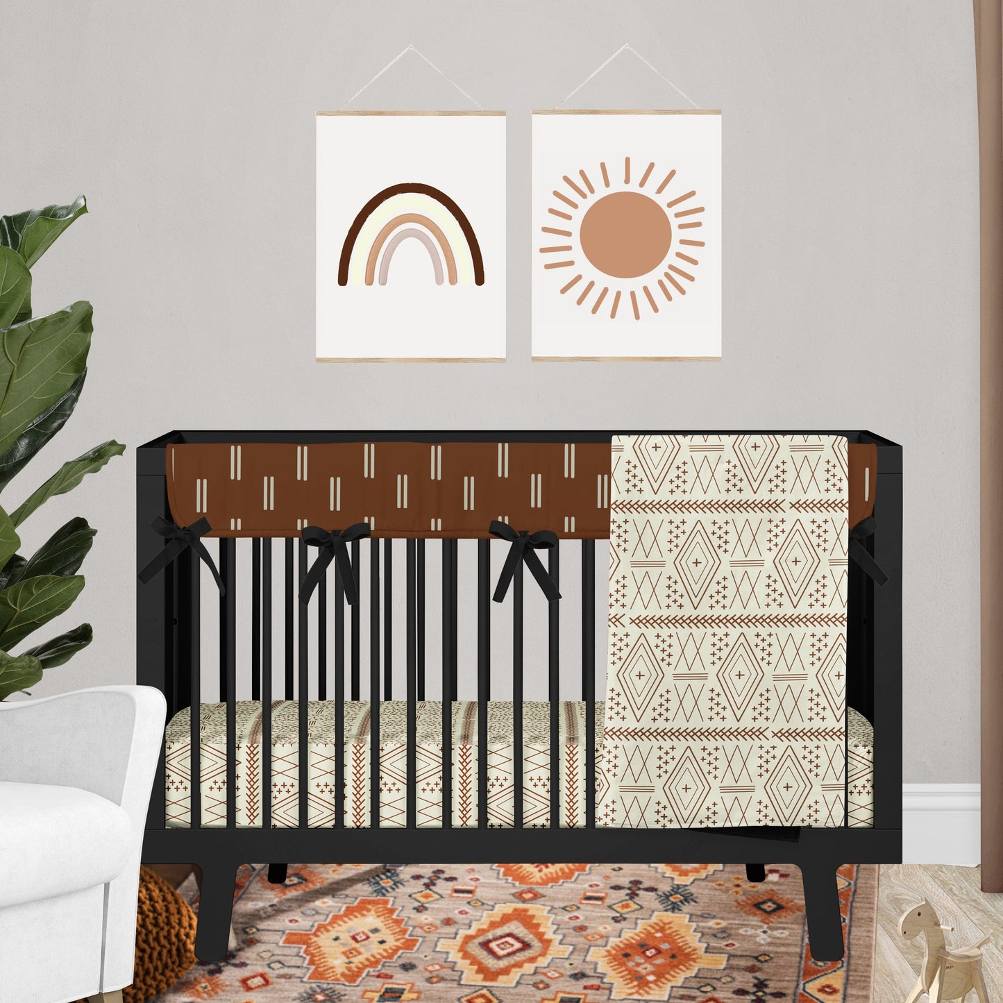 Rust Mudcloth Nursery Set