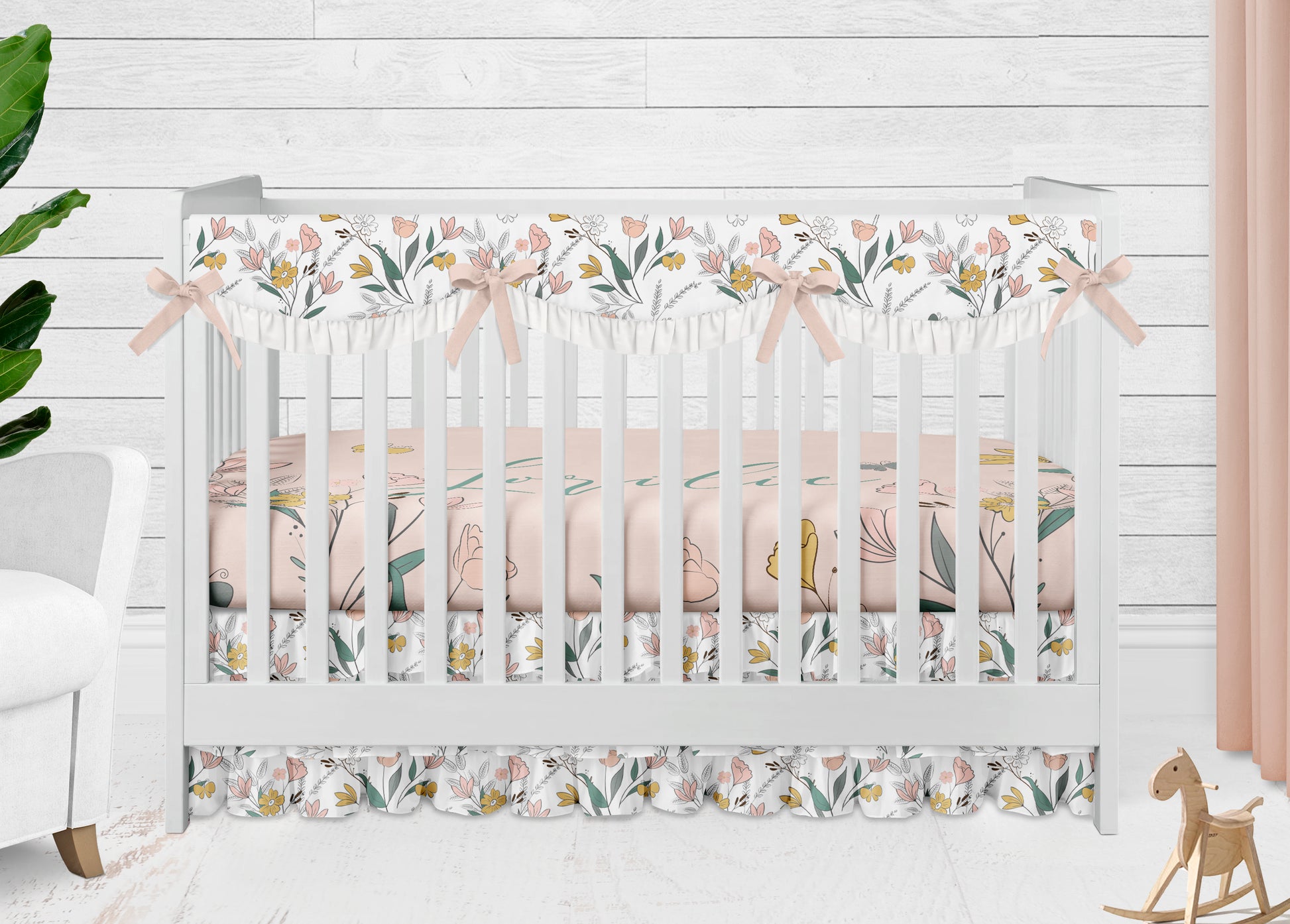 Scalloped Rail Guard and Crib Skirt