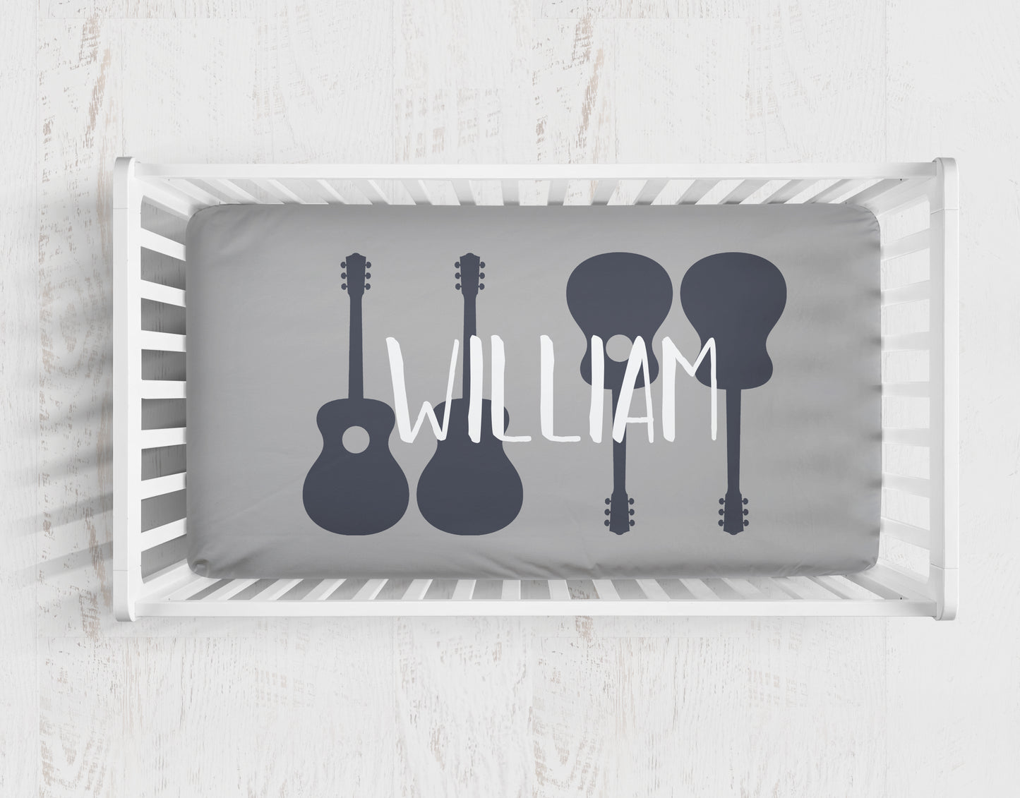 Blue and Black Guitar Nursery Set