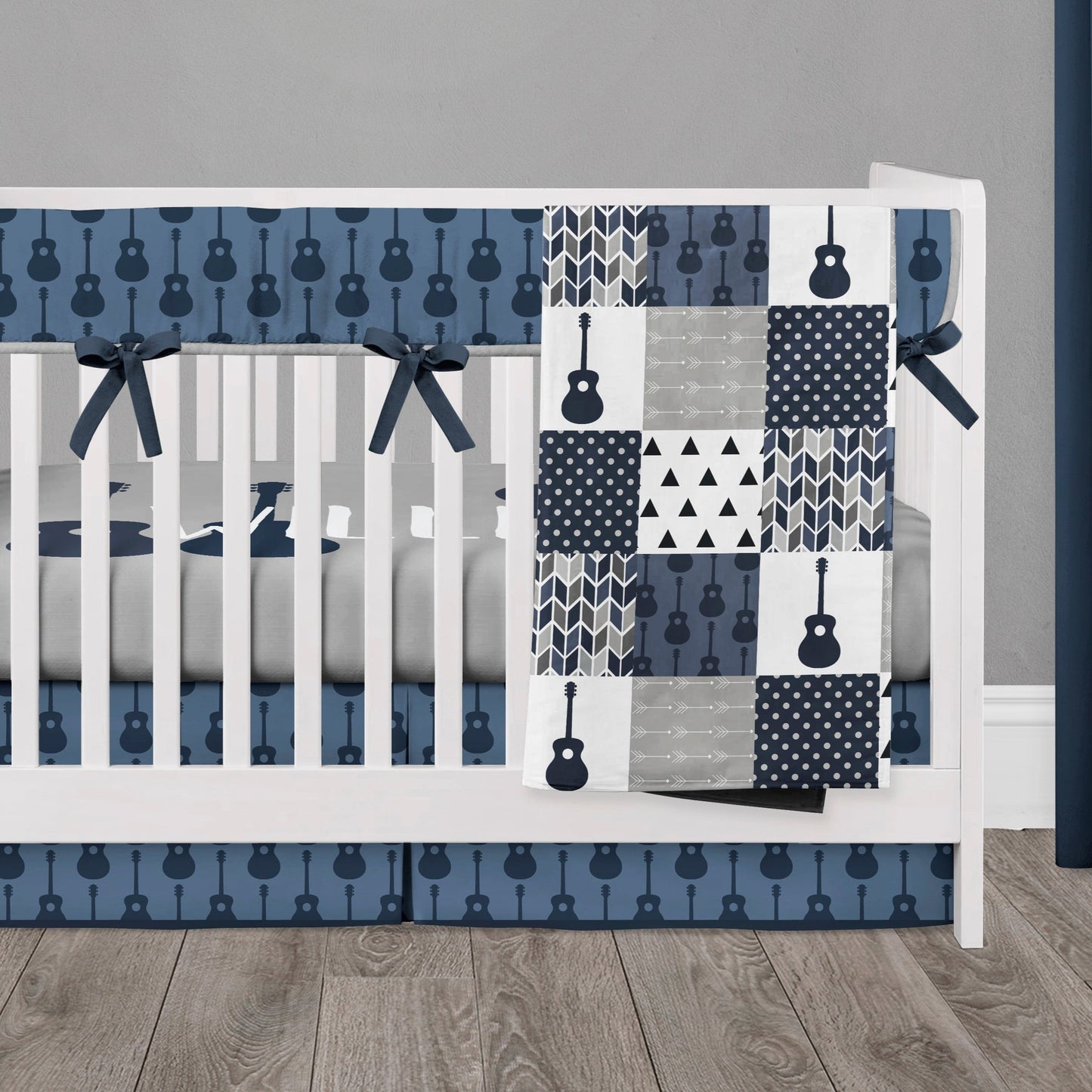 Blue and Black Guitar Nursery Set