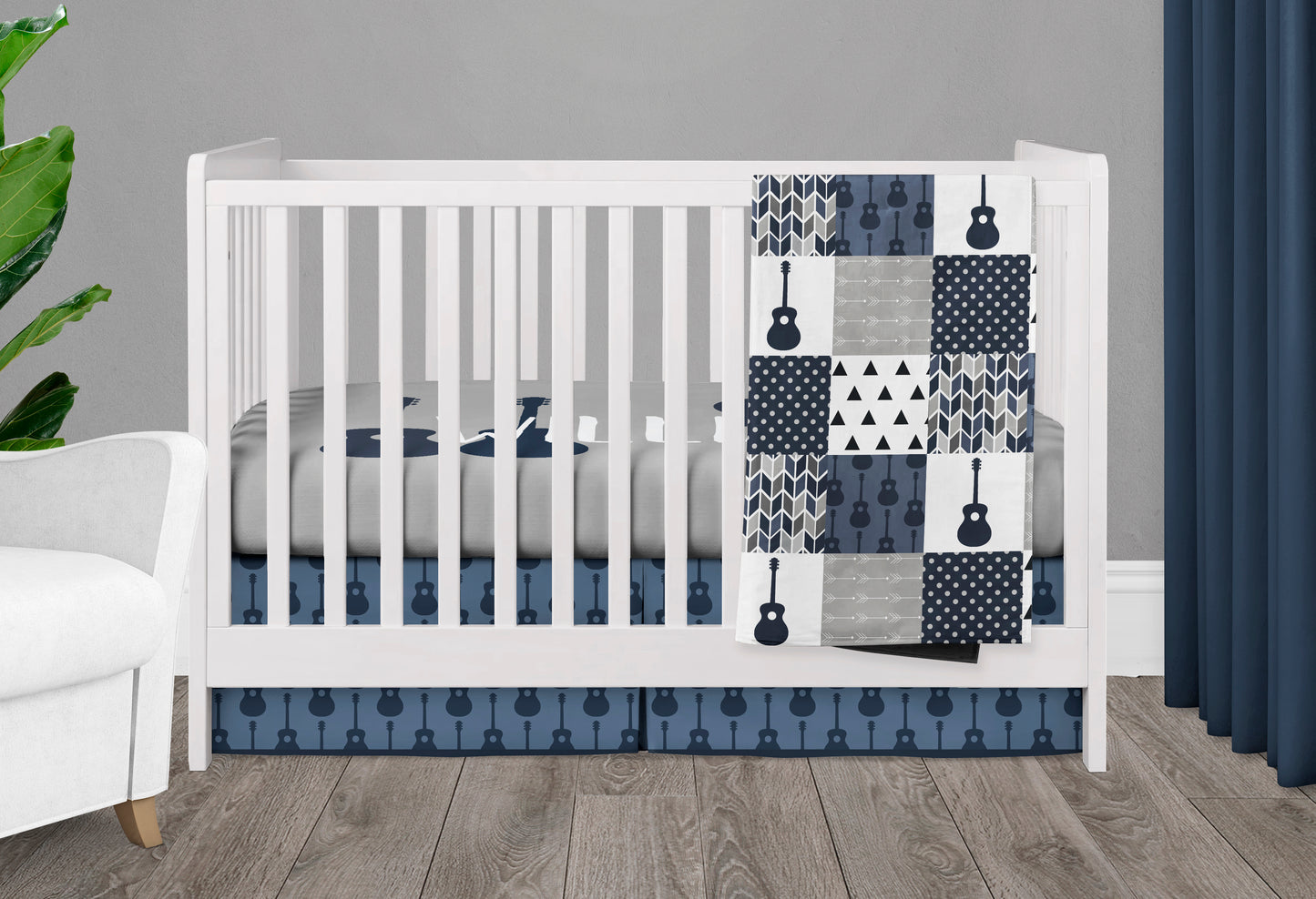 Blue and Black Guitar Nursery Set