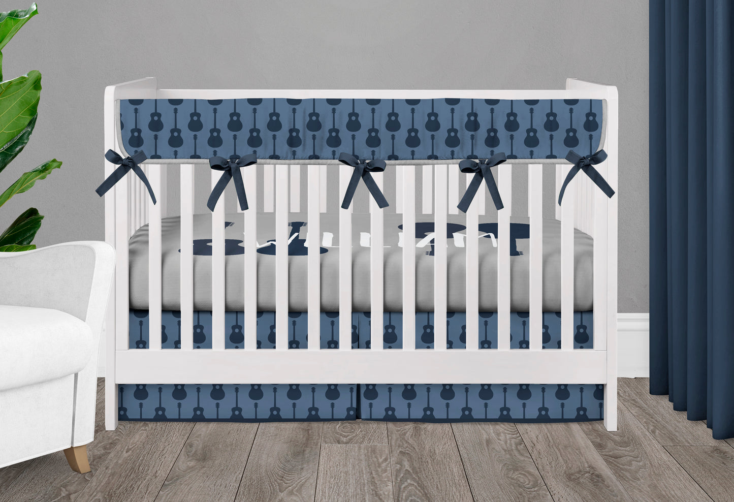 Blue and Black Guitar Nursery Set