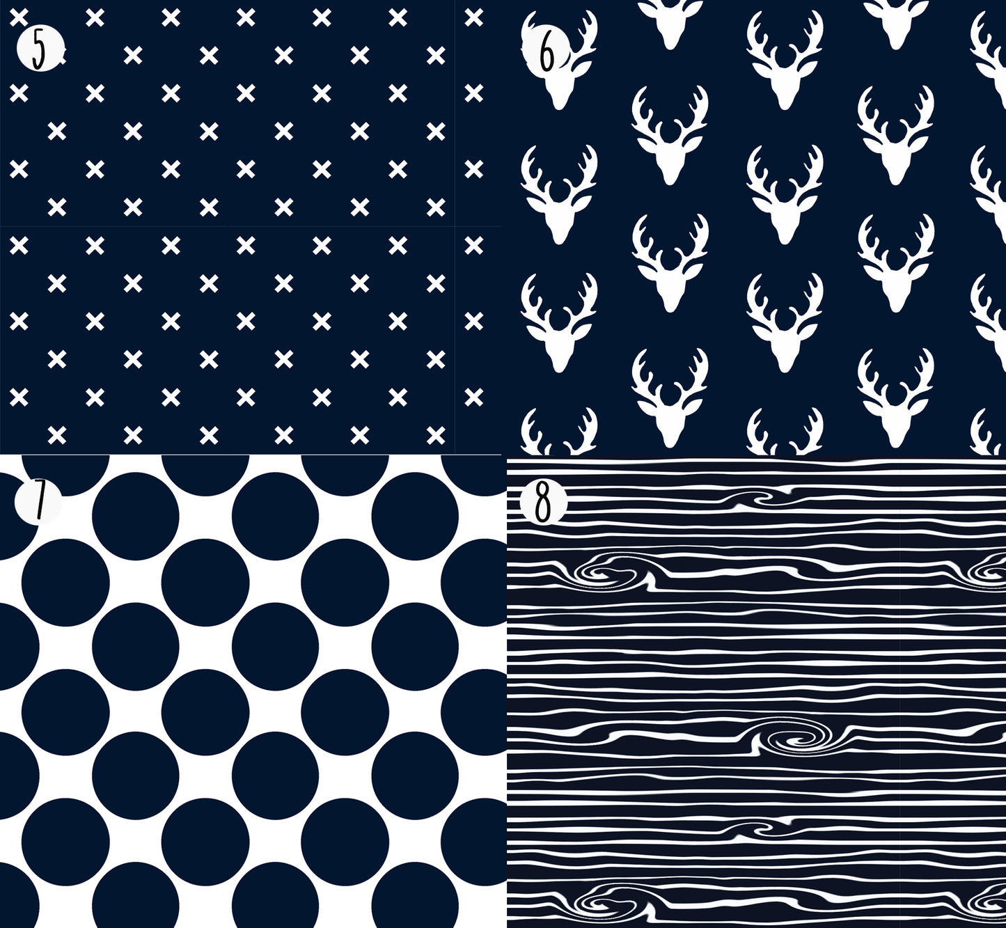 Navy Blue Crib Bedding Fabric Options