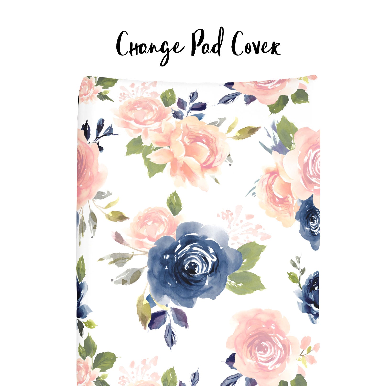 Pink and Navy Floral Change Pad Cover