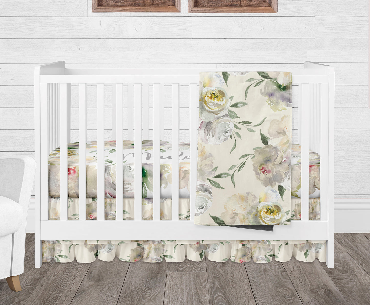 Cream Floral Nursery Bedding