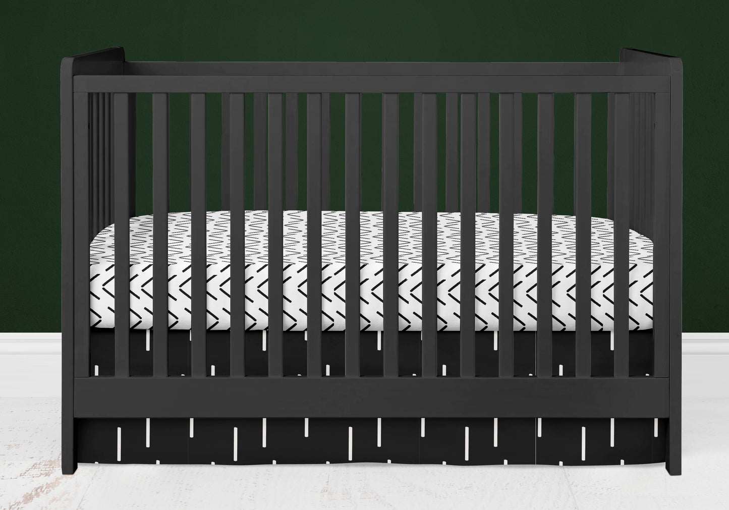 Green and Gray Mudcloth Boho Crib Bedding