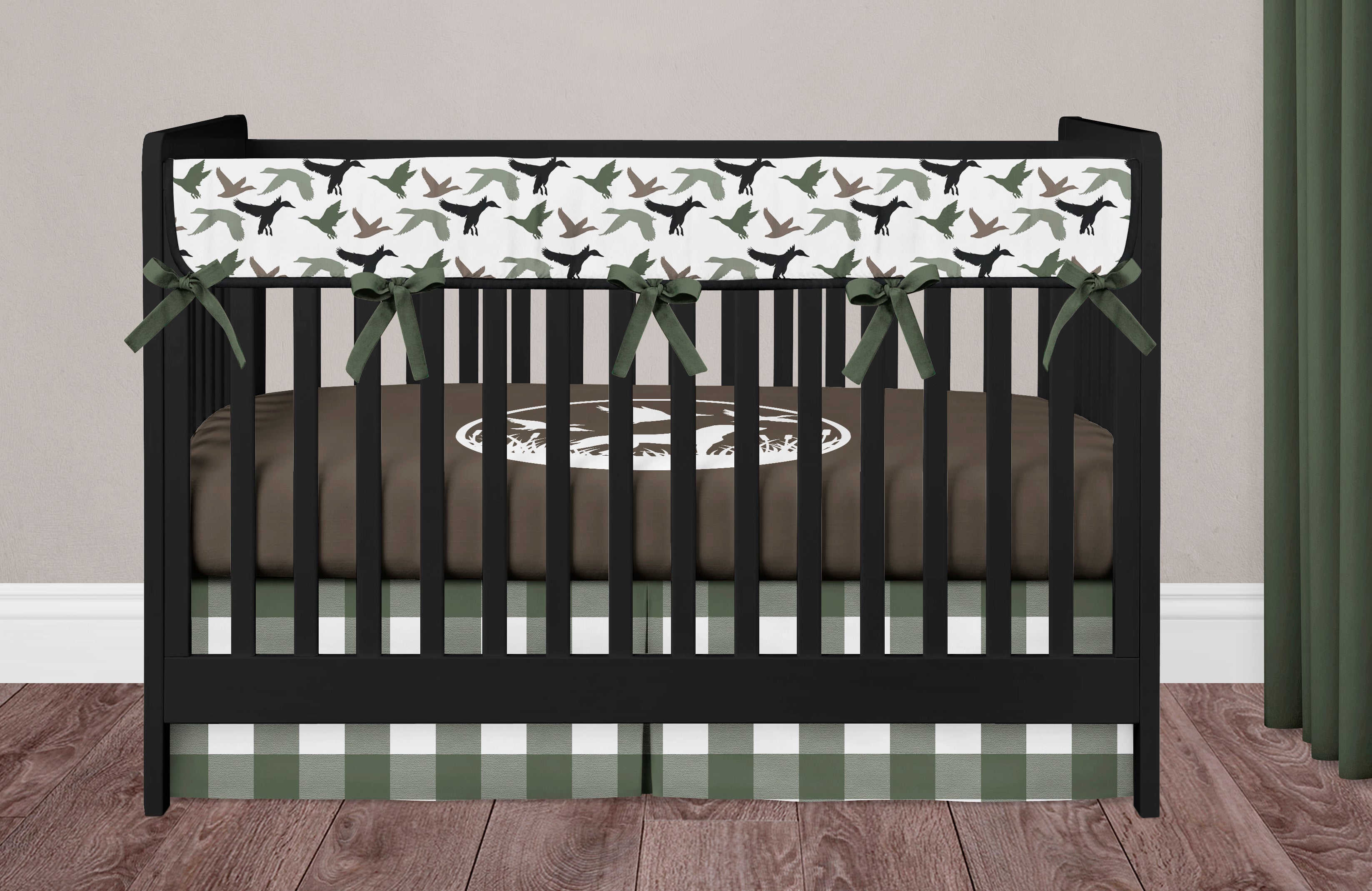 Brown and Green Duck Hunting Nursery Bedding