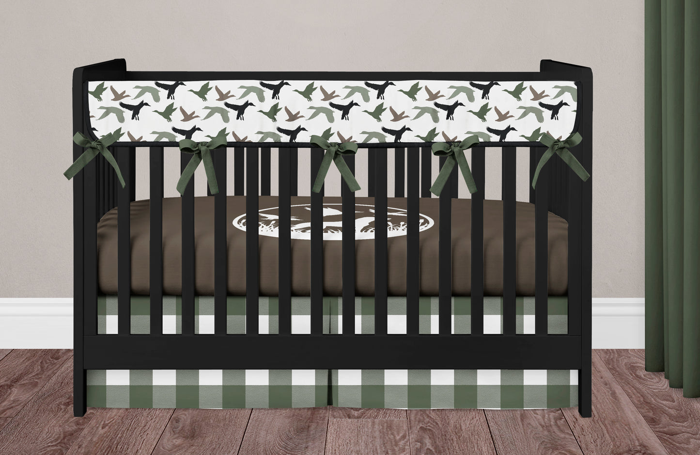 Brown and Green Duck Hunting Nursery Bedding