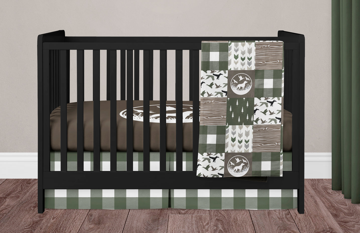 Brown and Green Duck Hunting Nursery Bedding