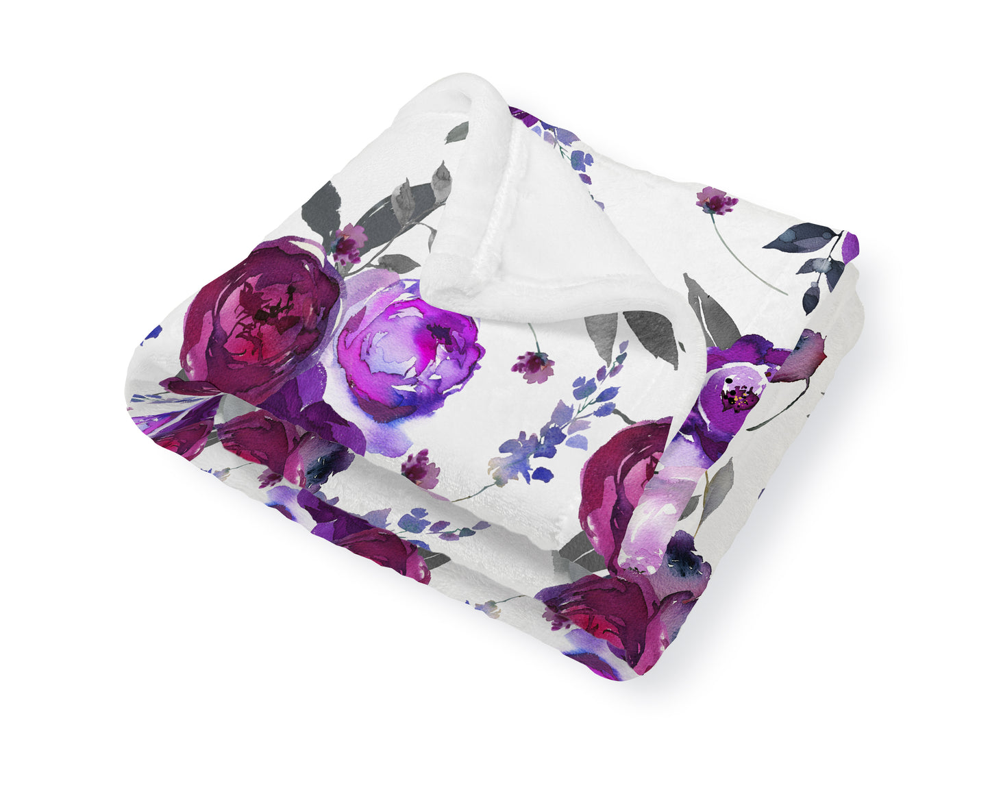 Purple and Gray Watercolor Floral Crib Bedding