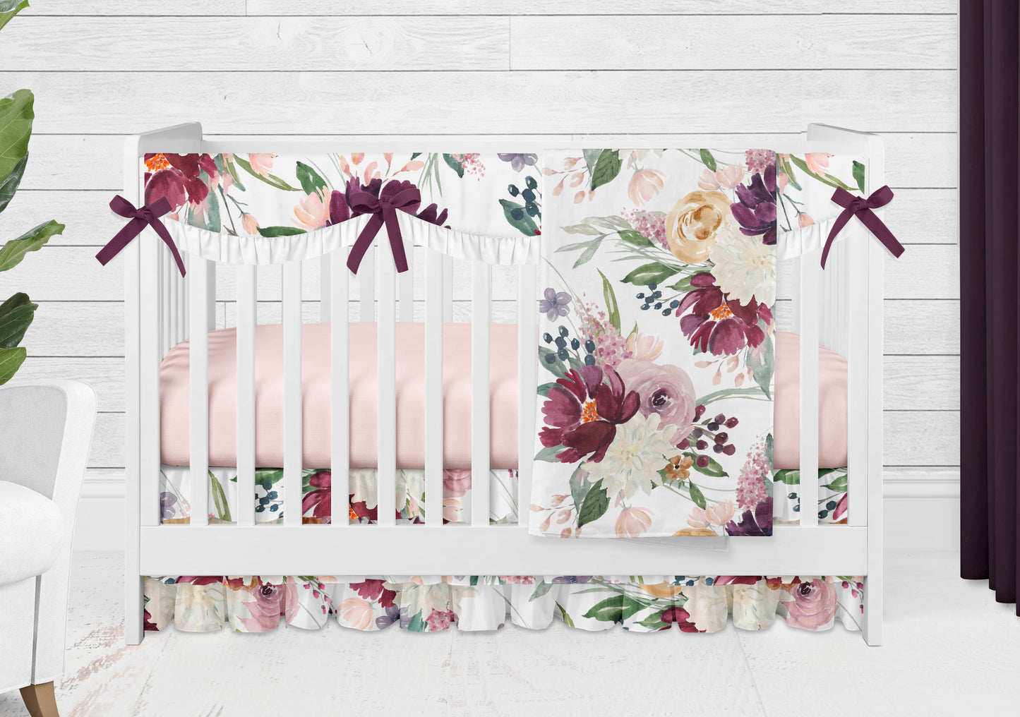 Garden Floral Crib Sheet and Change Pad Cover