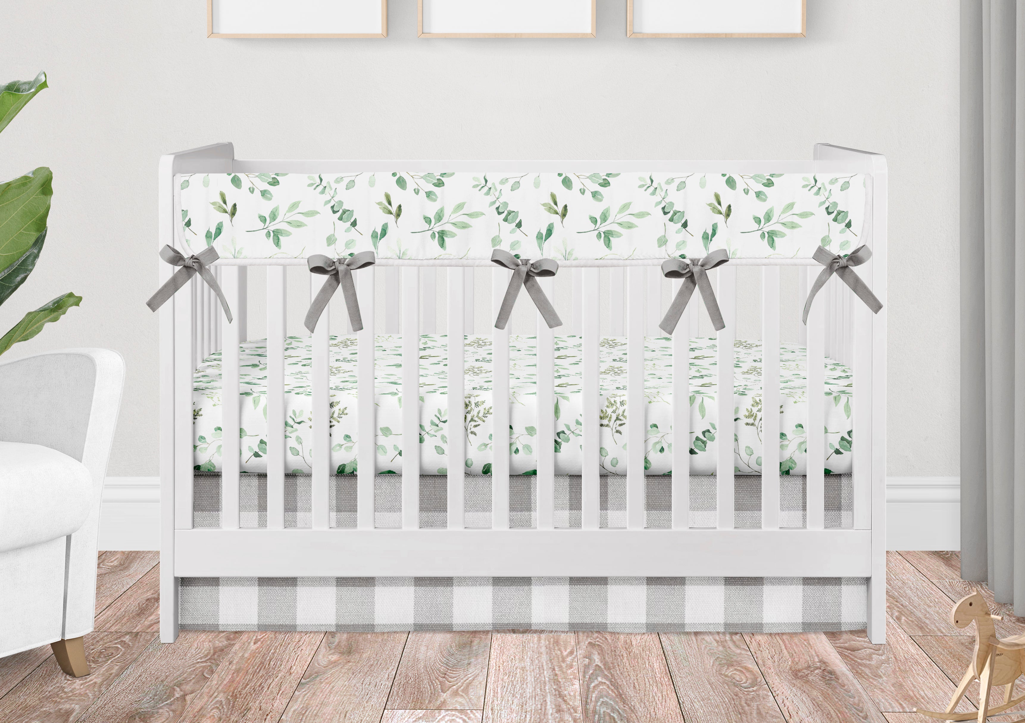 Greenery Plaid Crib Bedding