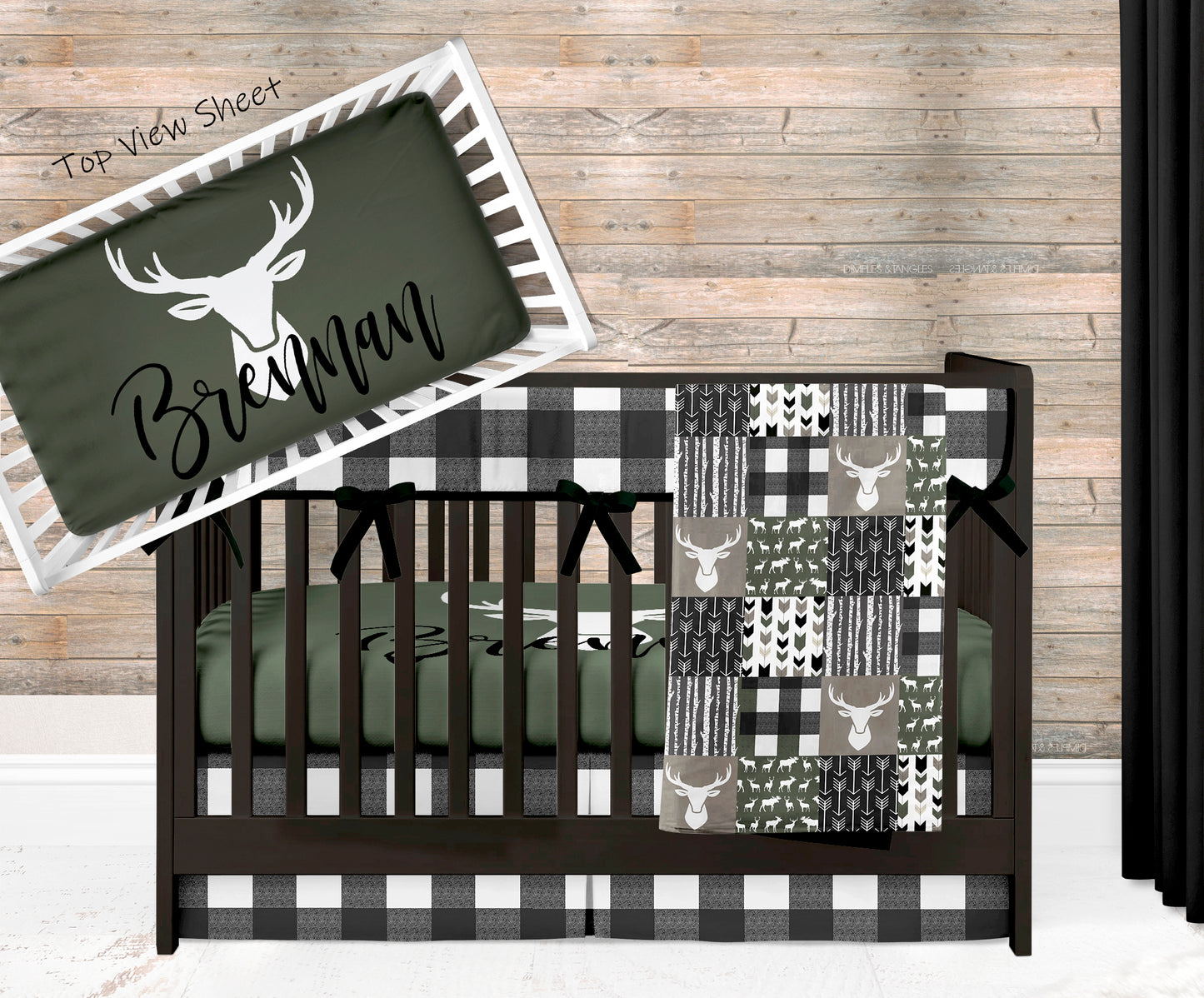 Green Buck Crib Sheet, Personalized!