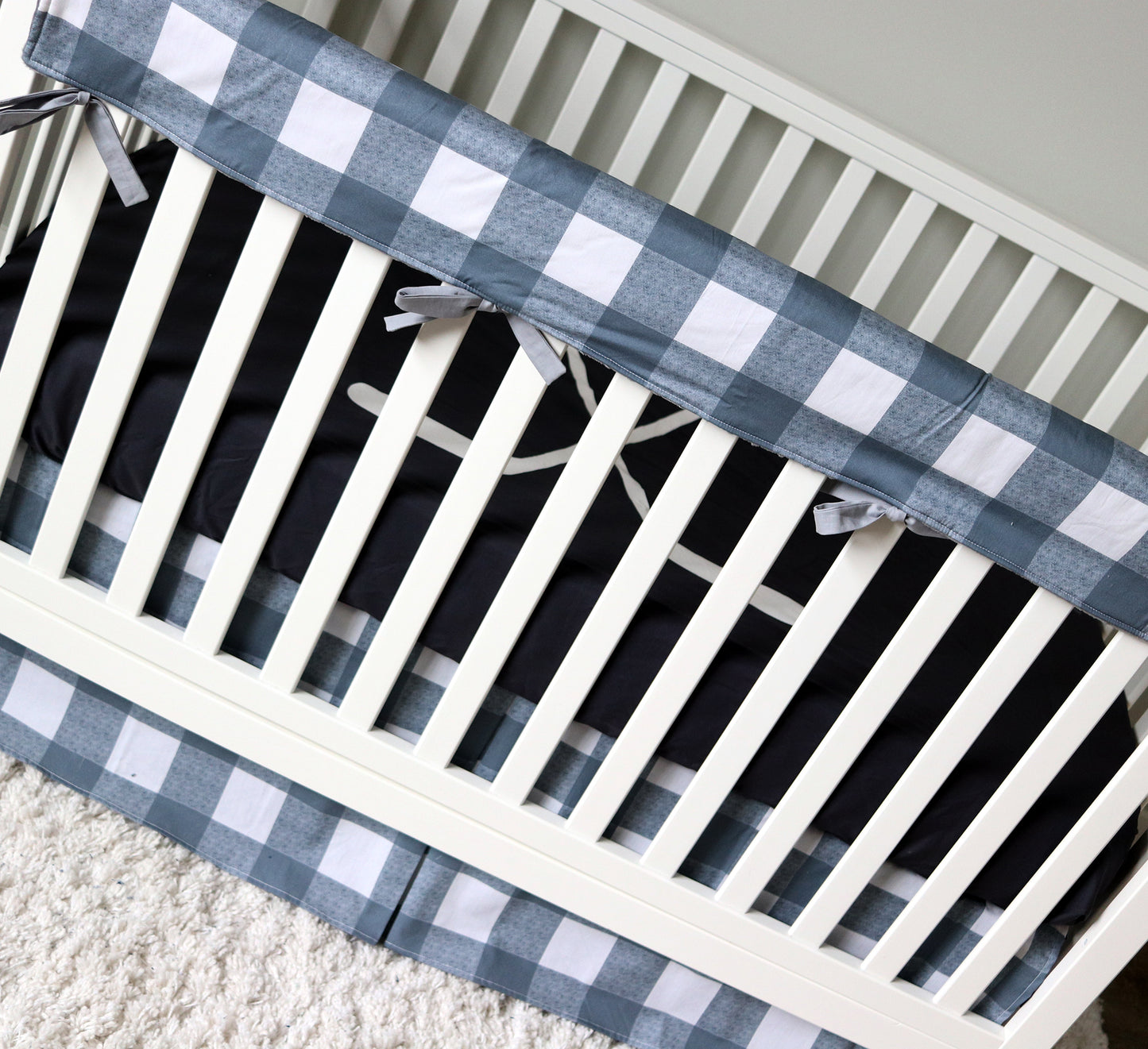 Navy Blue and Gray Hockey Crib Bedding