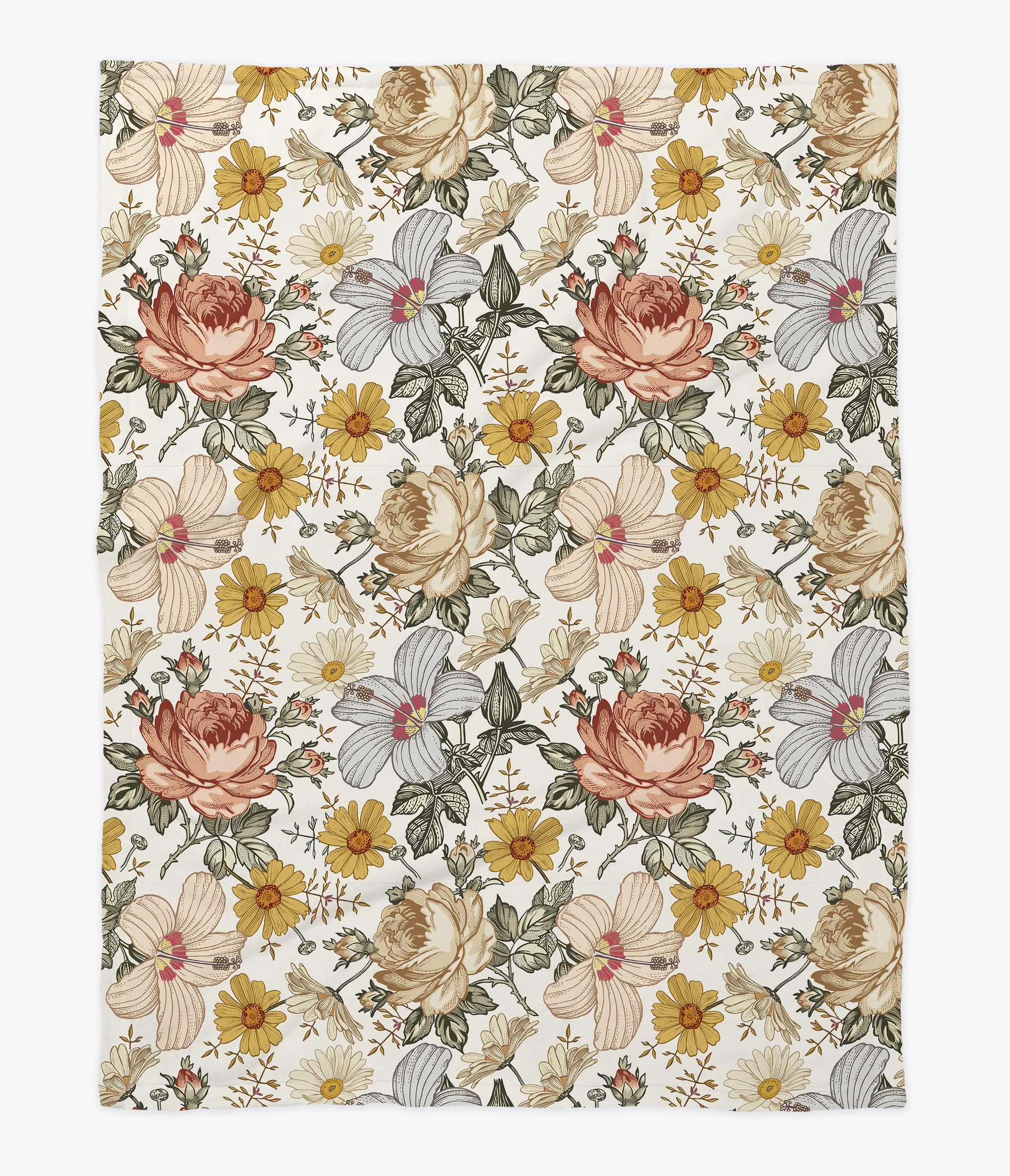 Vintage Wildflower Floral Minky Blanket