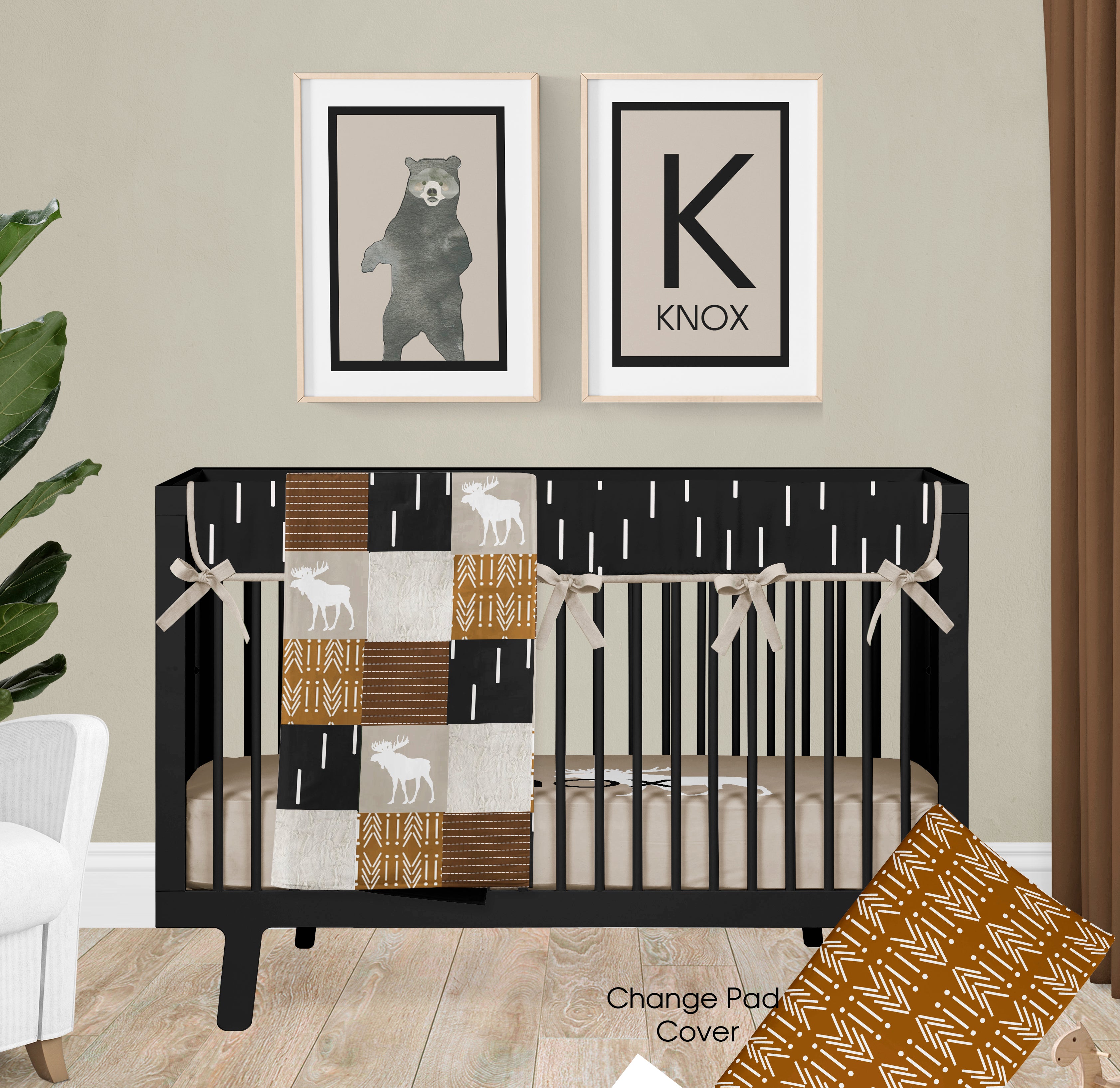 Personalized Moose Crib Set