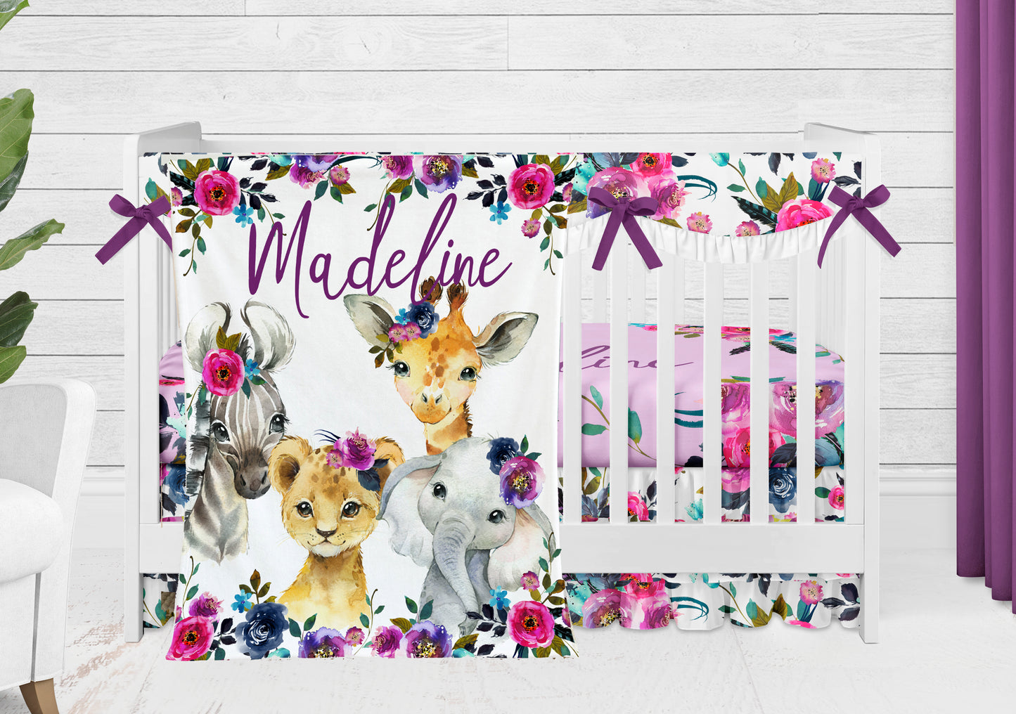 Bright Floral Crib Sheet and Change Pad Cover, Personalized!