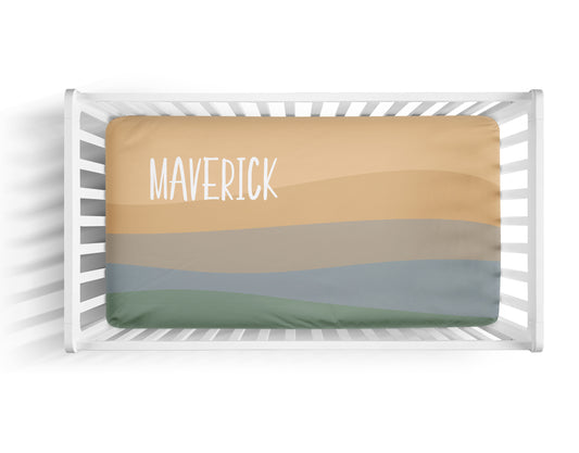 sunset personalized crib sheet