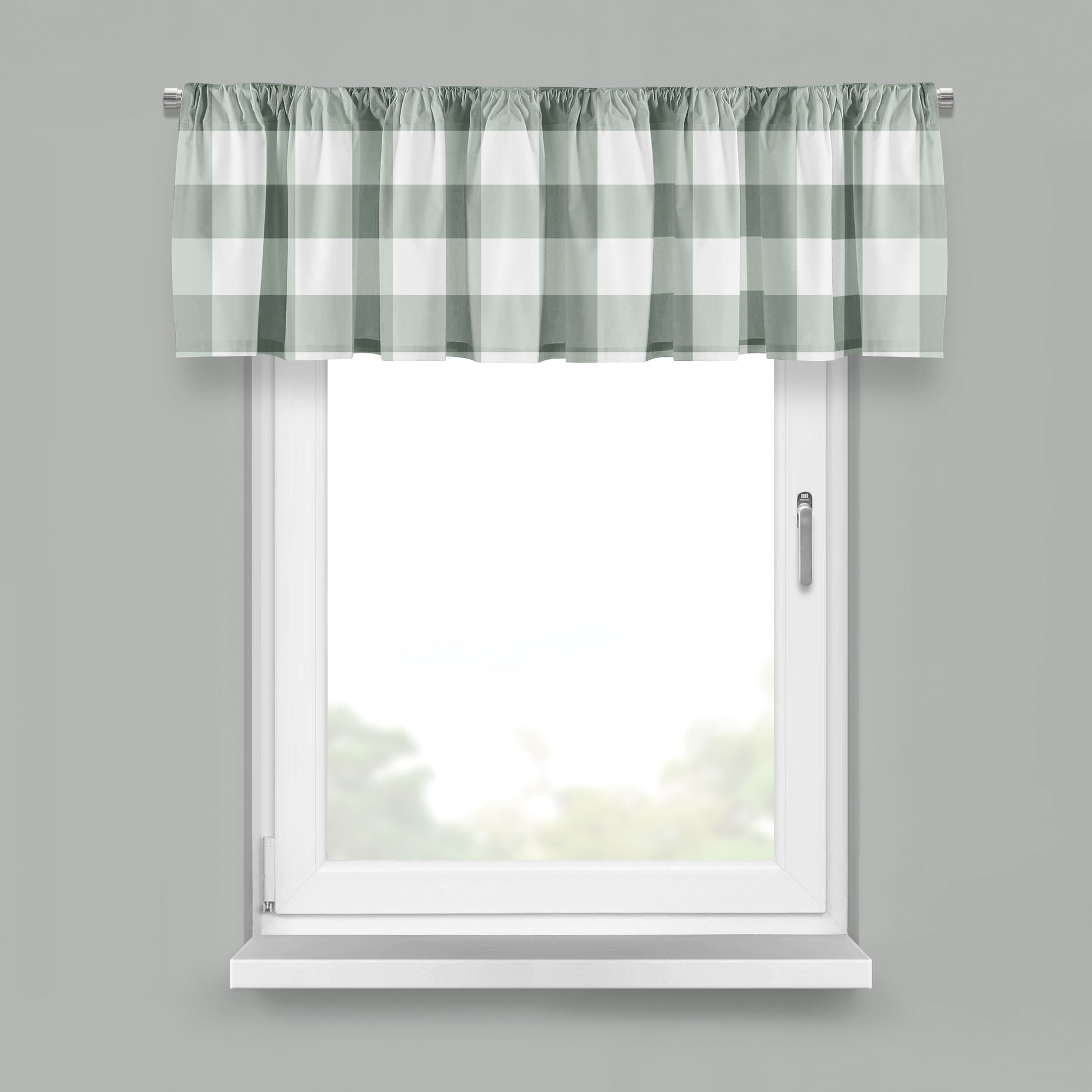 sage plaid valance