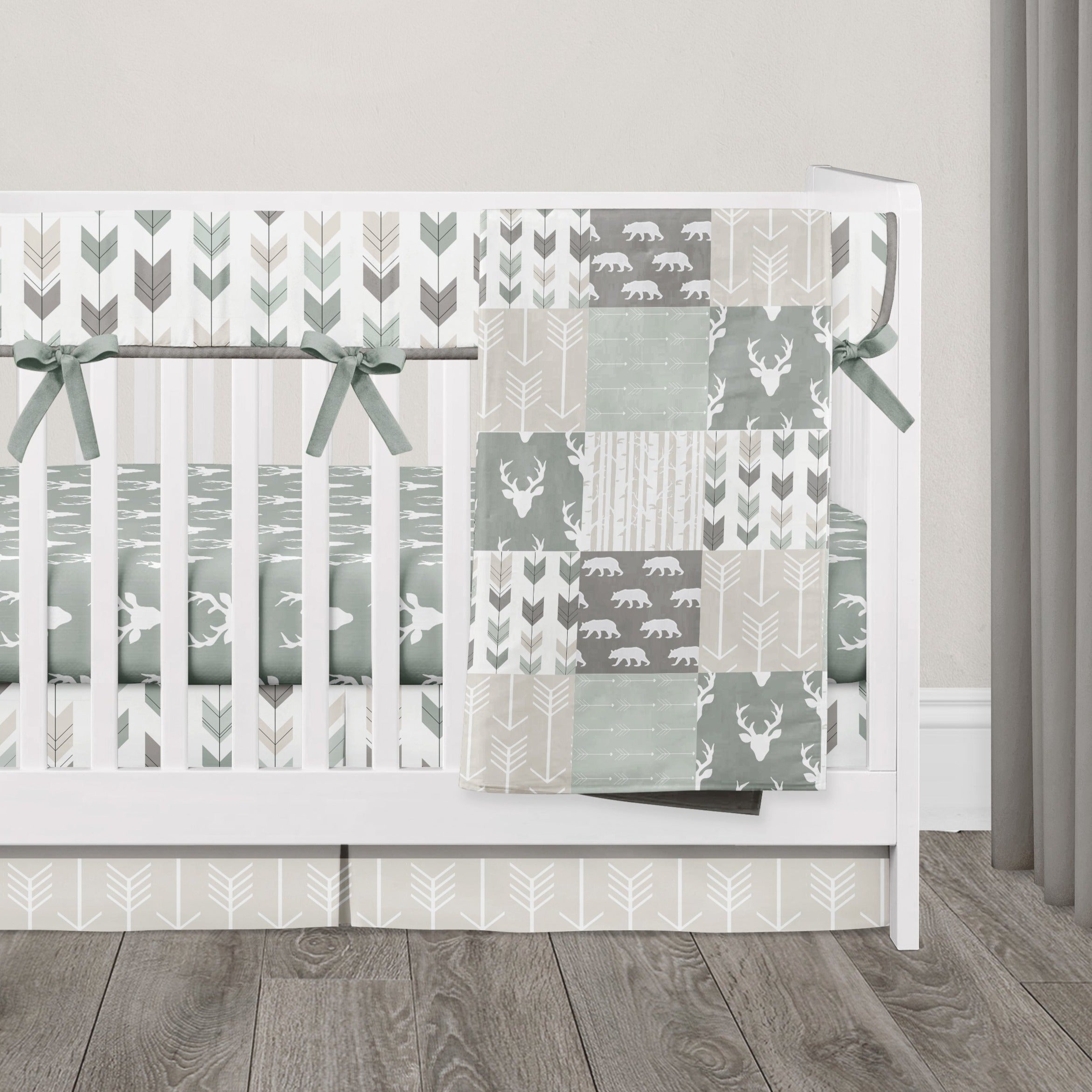 sage and taupe woodland 4 piece bedding set