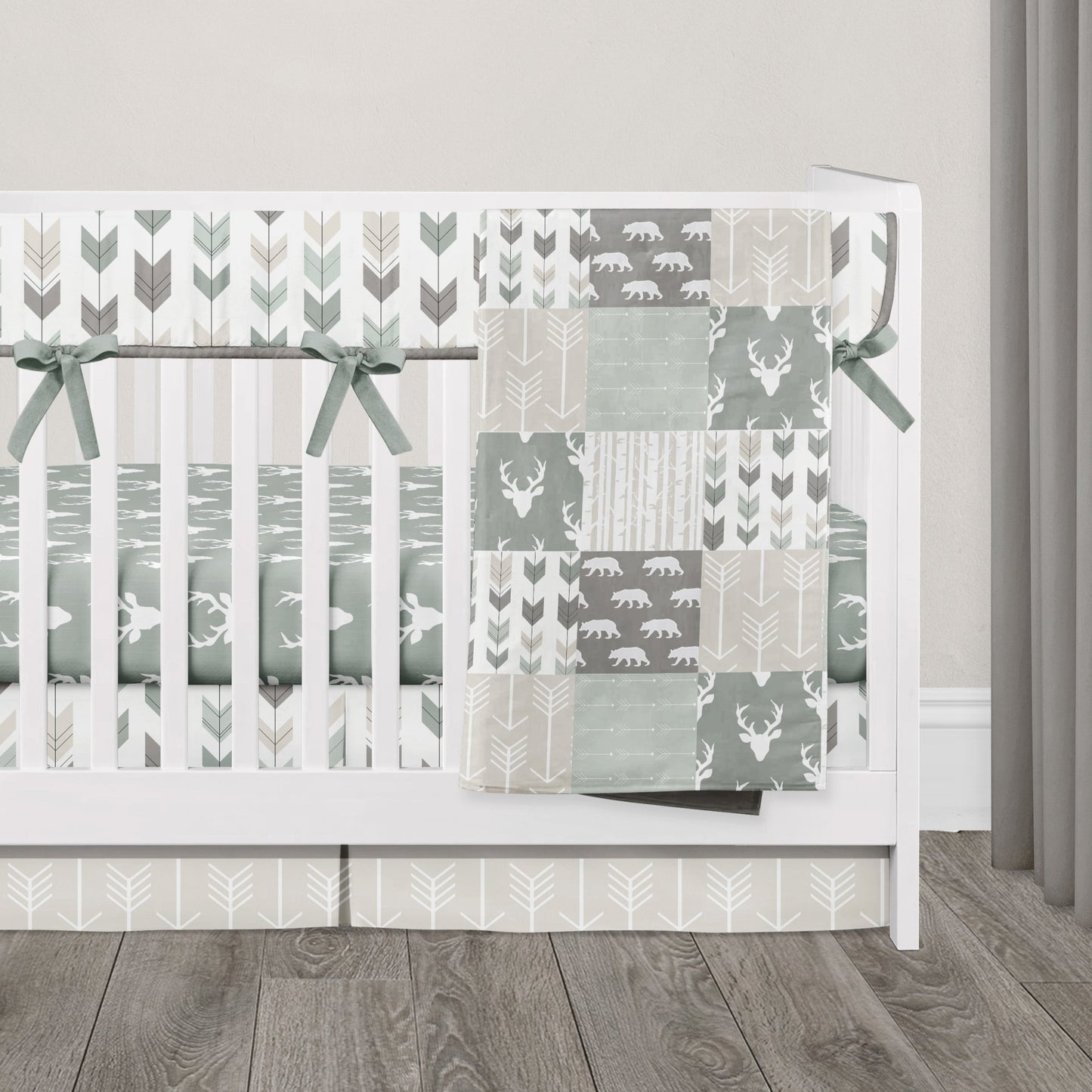 sage and taupe woodland 4 piece bedding set