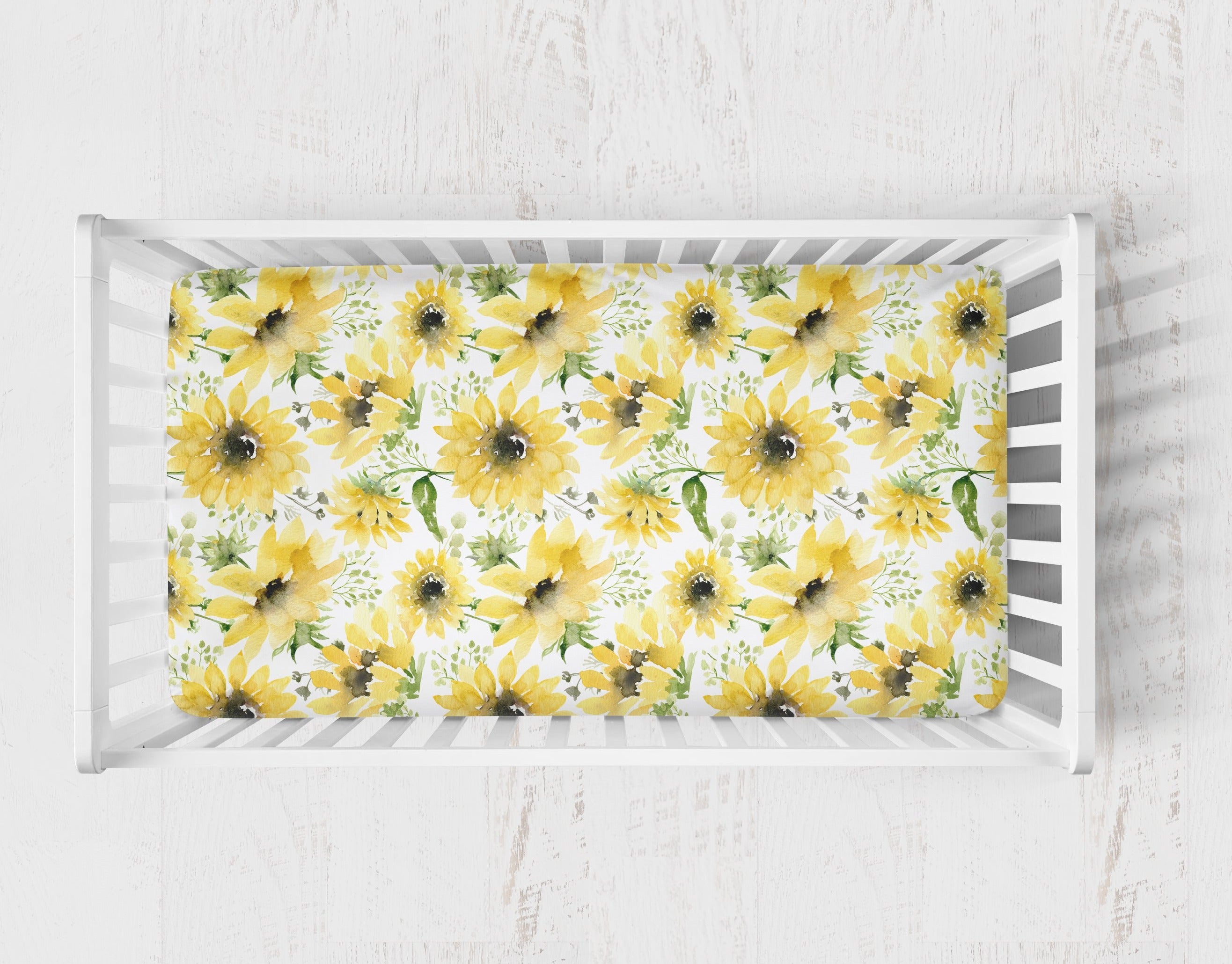 Sunflower Crib Sheet and Change Pad Cover